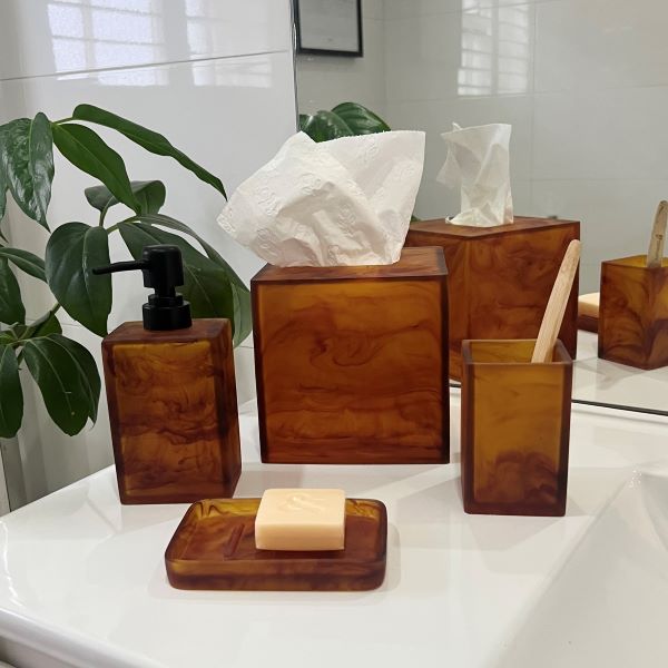 Resin Tissue Holder - Amber