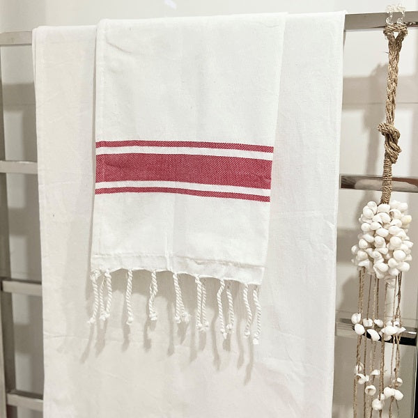 Folli Handtowel - Red Stripe - Set of 3